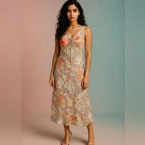 Vintage Maxi Floral dress beaded